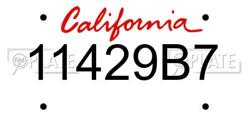 11429B7 California License Plate