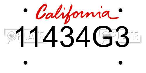 11434G3 California License Plate