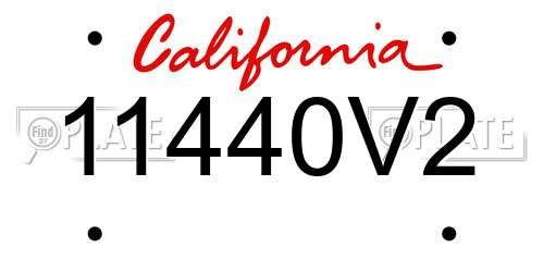 11440V2 California License Plate