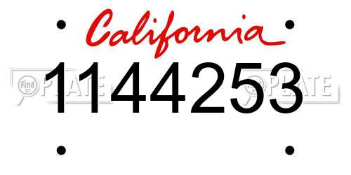 1144253 California License Plate