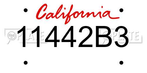 11442B3 California License Plate