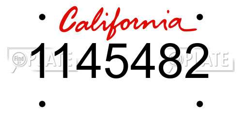 1145482 California License Plate