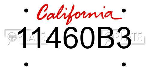 11460B3 California License Plate