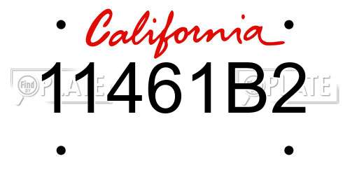 11461B2 California License Plate