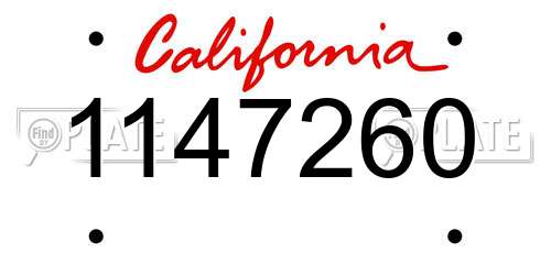 1147260 California License Plate