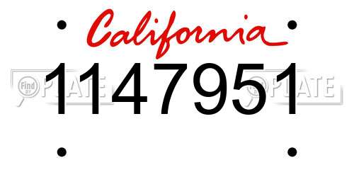 1147951 California License Plate