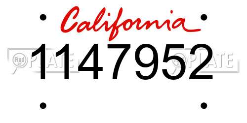 1147952 California License Plate