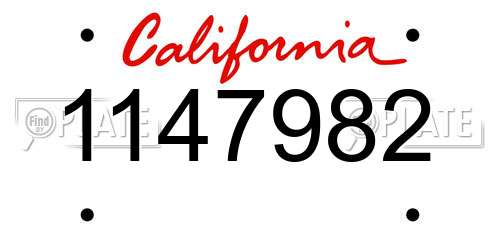 1147982 California License Plate