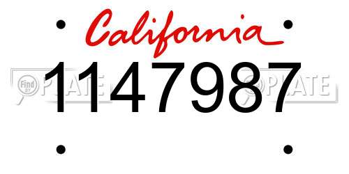 1147987 California License Plate