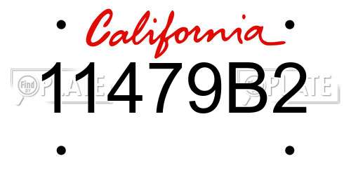 11479B2 California License Plate