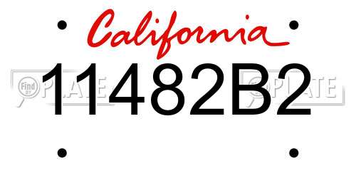 11482B2 California License Plate