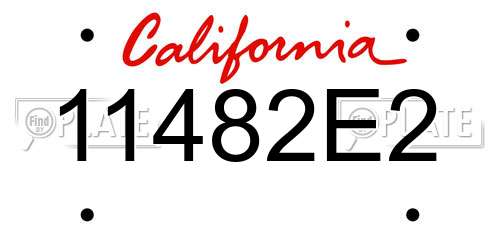 11482E2 California License Plate