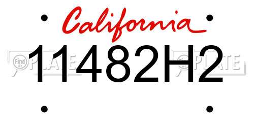 11482H2 California License Plate