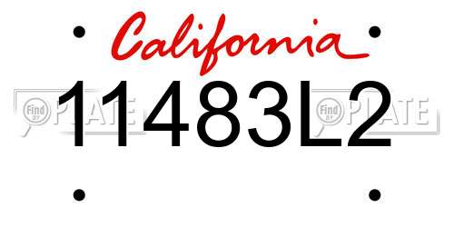 11483L2 California License Plate