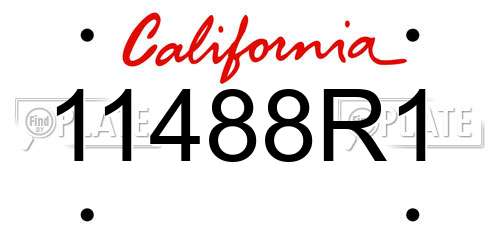 11488R1 California License Plate