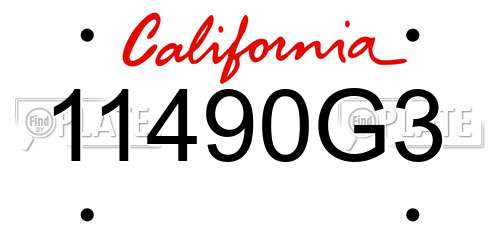 11490G3 California License Plate