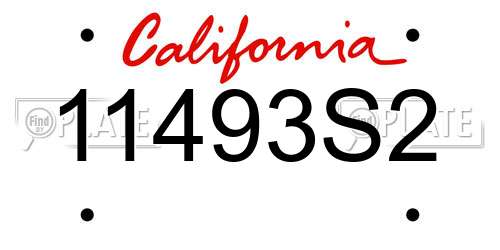 11493S2 California License Plate