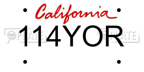114YOR California License Plate