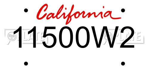 11500W2 California License Plate