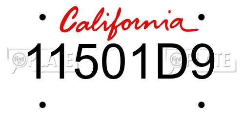 11501D9 California License Plate