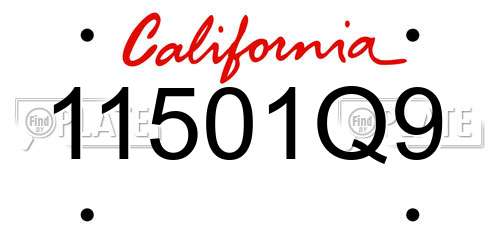 11501Q9 California License Plate