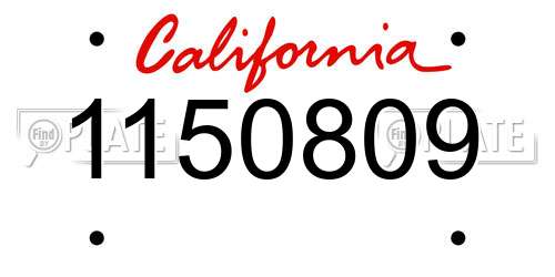 1150809 California License Plate