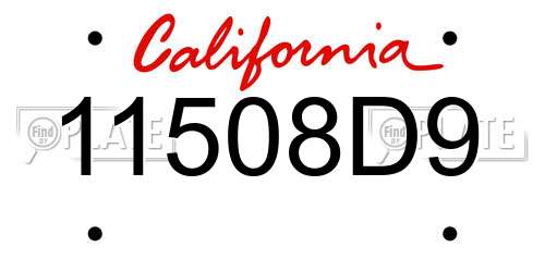 11508D9 California License Plate