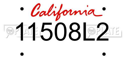 11508L2 California License Plate