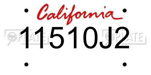 11510J2 California License Plate