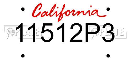 11512P3 California License Plate