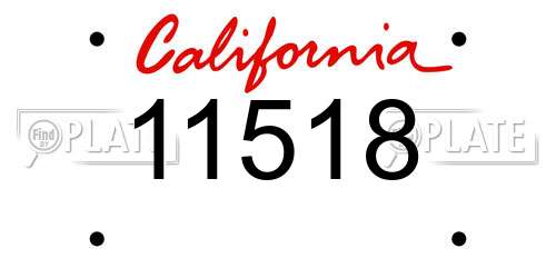 11518 California License Plate