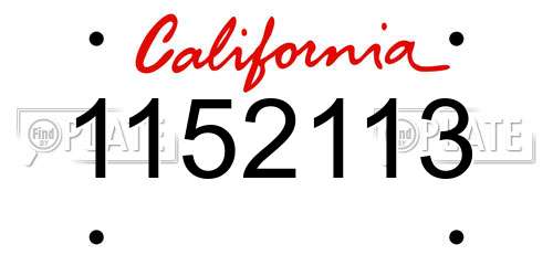 1152113 California License Plate
