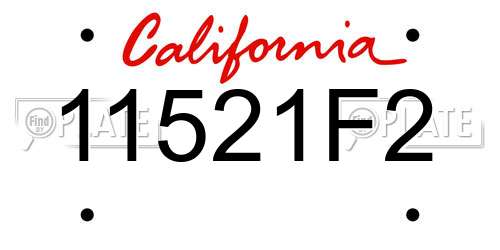 11521F2 California License Plate