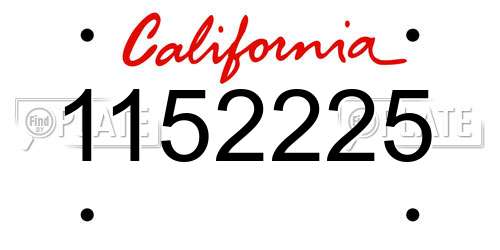 1152225 California License Plate
