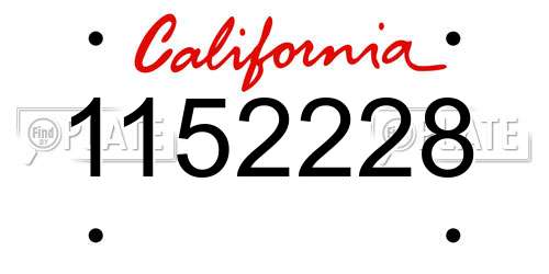 1152228 California License Plate