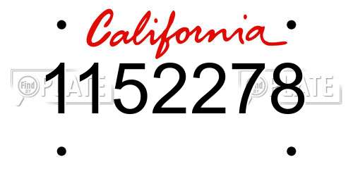 1152278 California License Plate