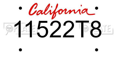 11522T8 California License Plate