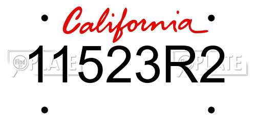 11523R2 California License Plate