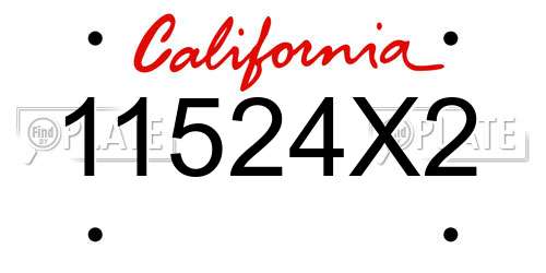 11524X2 California License Plate