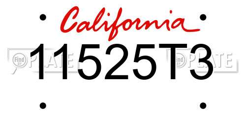11525T3 California License Plate
