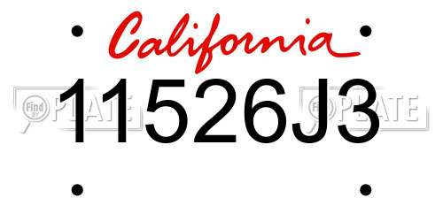 11526J3 California License Plate