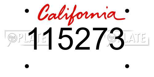 115273 California License Plate
