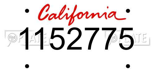 1152775 California License Plate