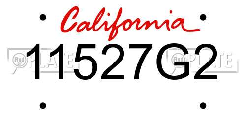 11527G2 California License Plate