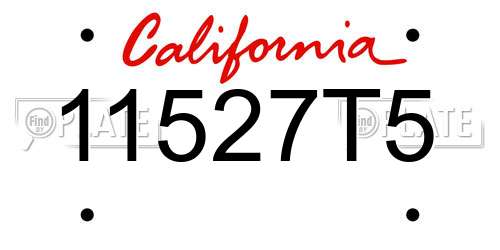 11527T5 California License Plate