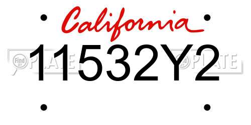 11532Y2 California License Plate