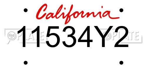 11534Y2 California License Plate