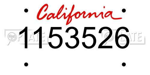 1153526 California License Plate