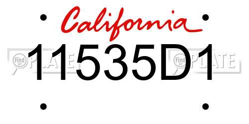 11535D1 California License Plate
