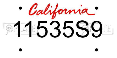 11535S9 California License Plate